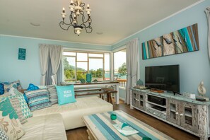 Smart TV, DVD player, books, music library