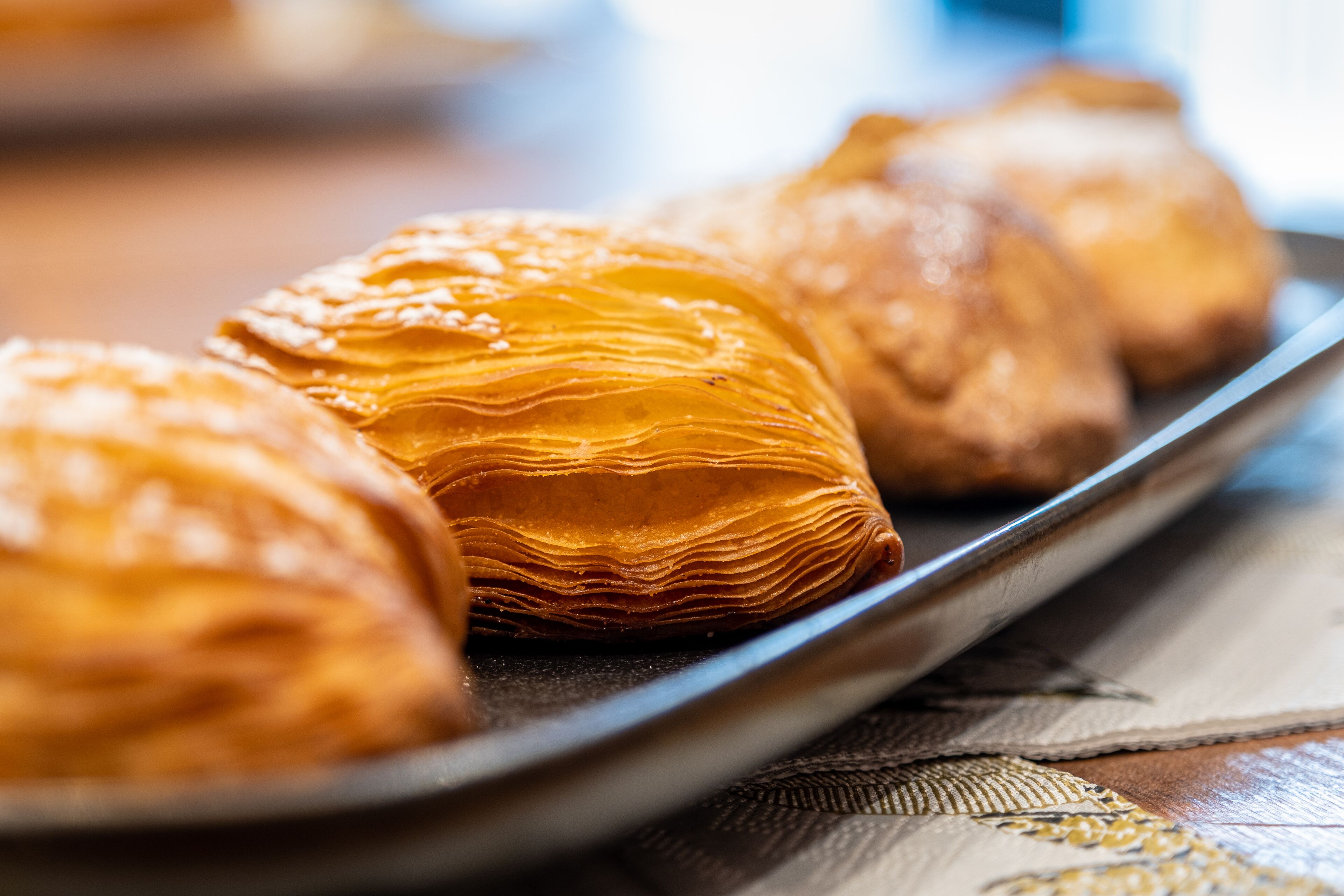 Pastries on a tray.