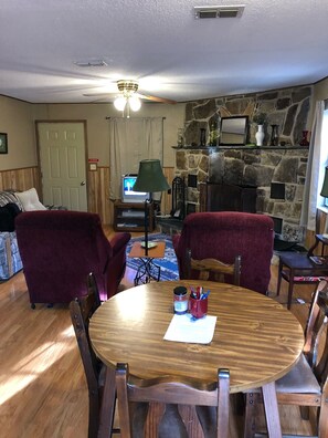 TV, fireplace, DVD player