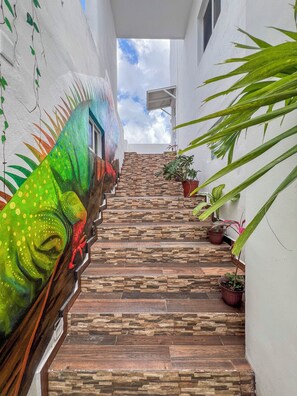 Property grounds - Studio Tortugas with outdoor pool, grill, palapa, mezzanine floor. Kids welcome (Cozumel)