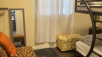 2 bedrooms, desk, iron/ironing board, WiFi (free)