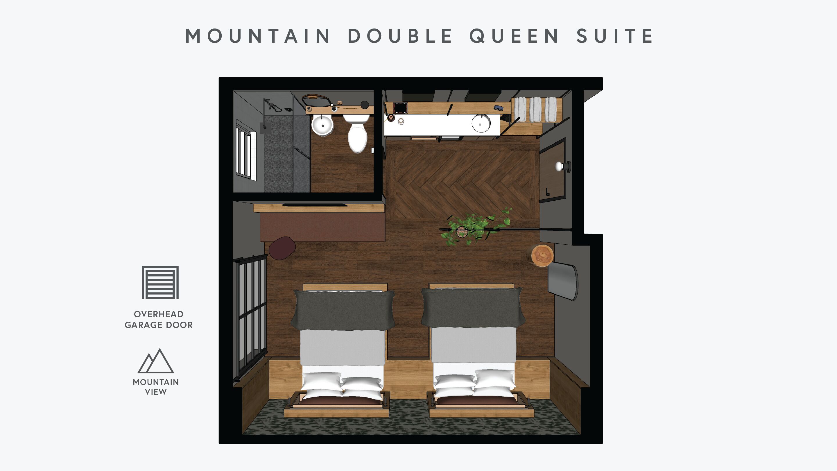 mountain double queen suite | floor plan