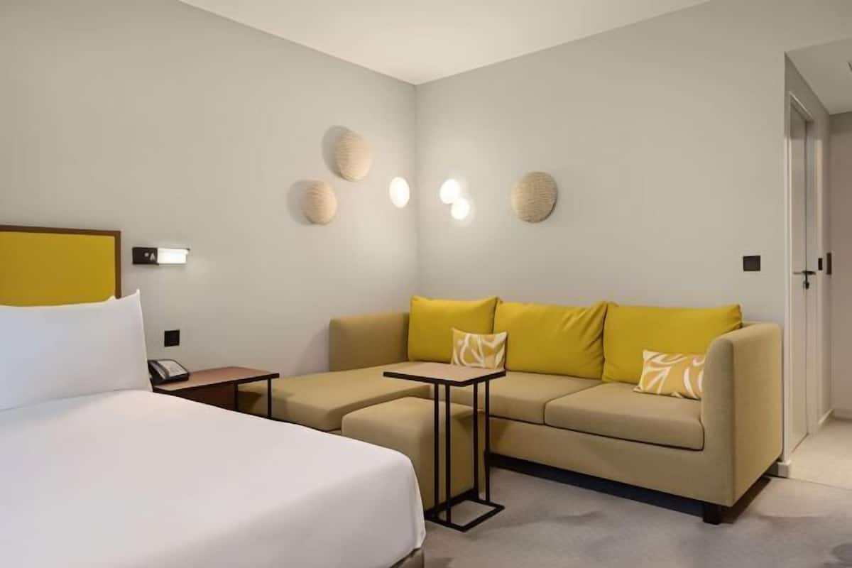 In-room safe, desk, laptop workspace, blackout curtains