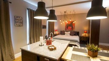 Desk, iron/ironing board, travel crib, WiFi (free)