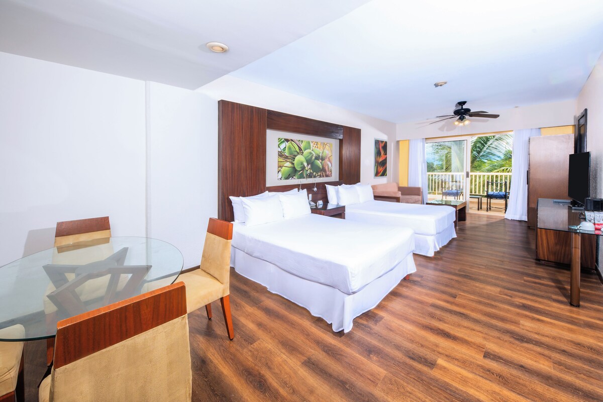 Deluxe Room, 2 Double Beds, Garden View | Free minibar, in-room safe, blackout curtains, iron/ironing board