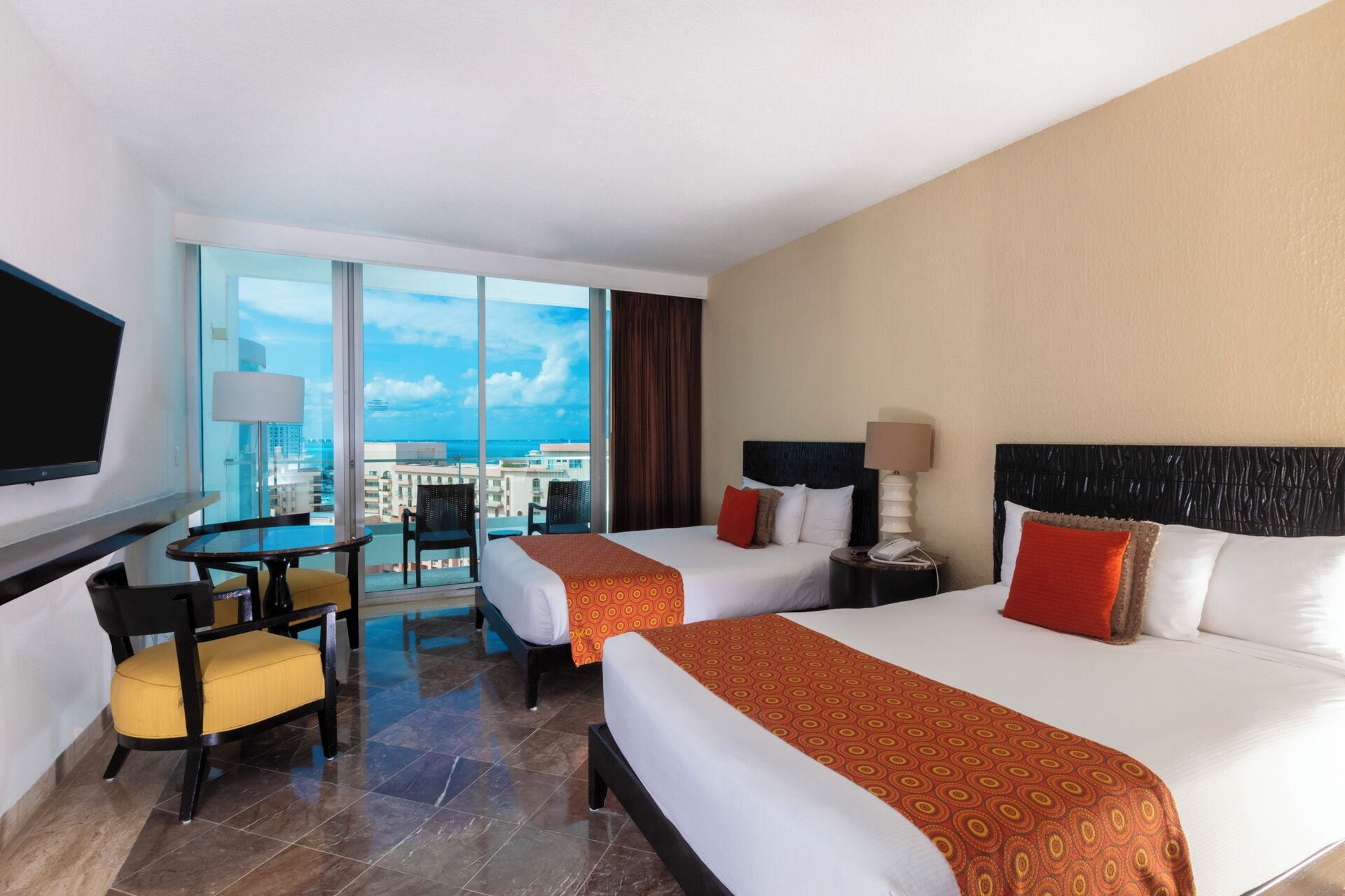 Standard Room, 2 Double Beds, Partial Ocean View | Premium bedding, down comforters, pillowtop beds, in-room safe