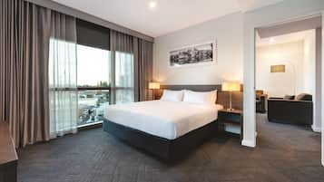 In-room safe, desk, laptop workspace, blackout curtains