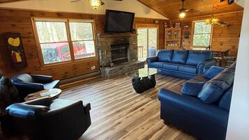 TV connectée, cheminée, lecteur de DVD