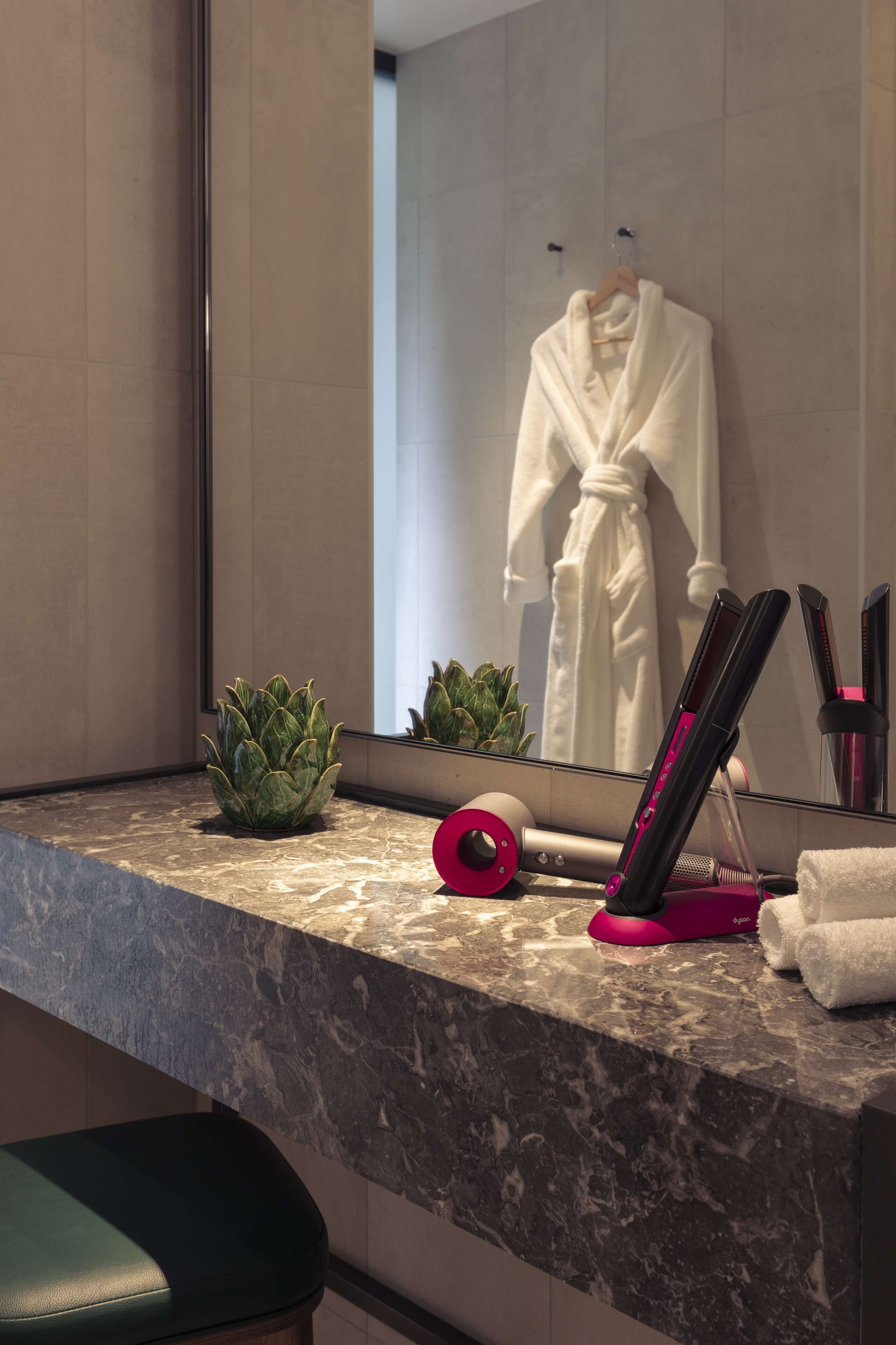 shower, rainfall showerhead, designer toiletries, hair dryer