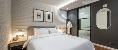 Premium bedding, down comforters, individually decorated