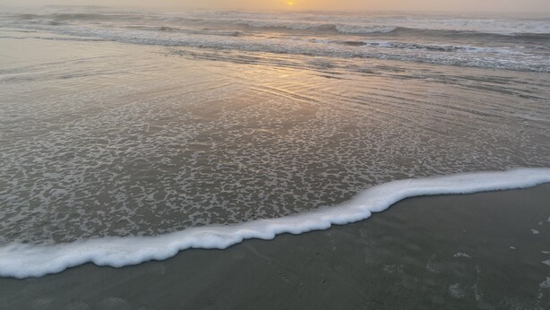 A beach with waves gently lapping onto the shore. - Coligny Beach- spacious 3 bed condo super clean and close to everything Coligny! (Hilton Head)