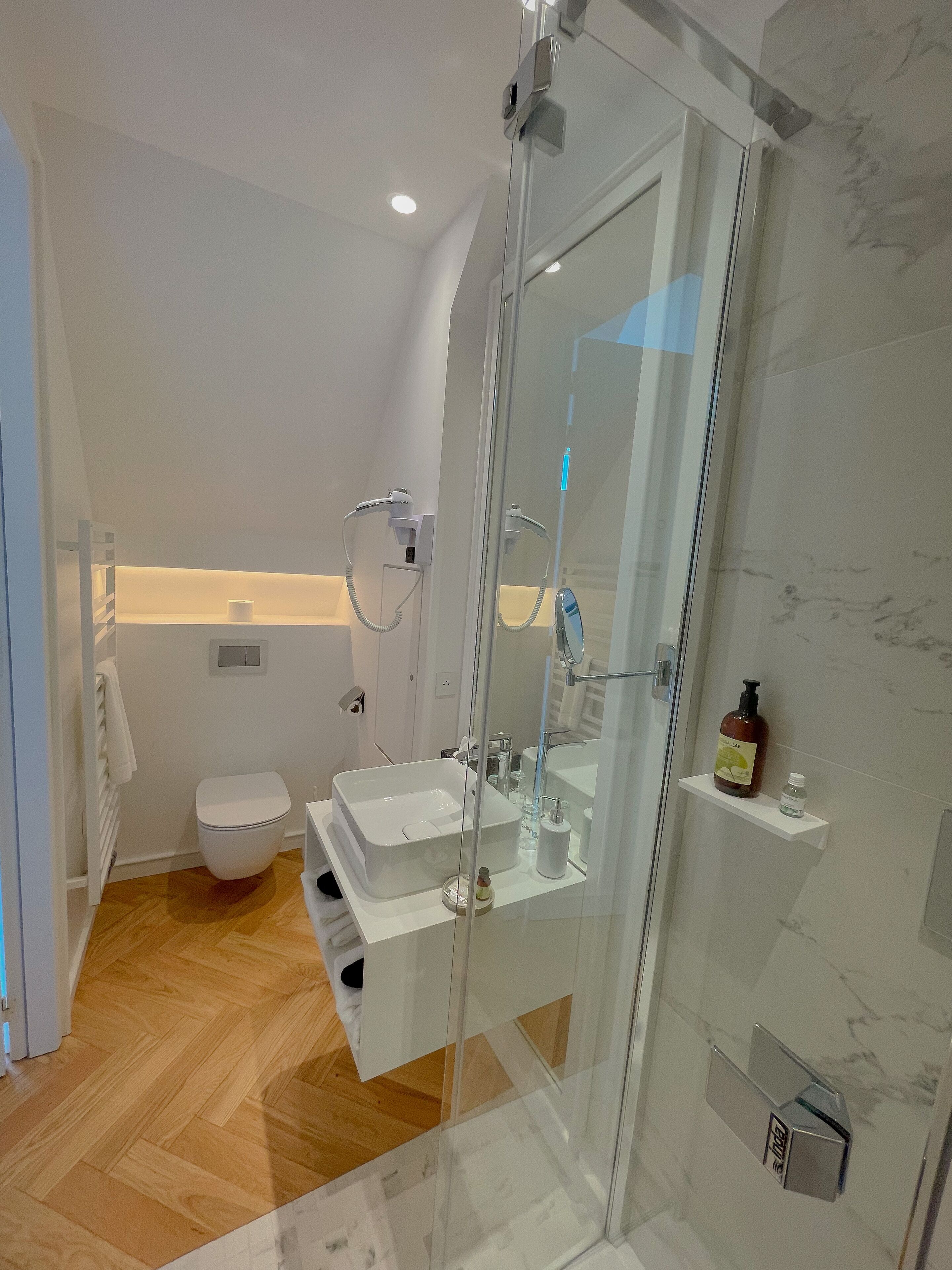 economy double room | bathroom | shower, free toiletries, hair dryer, bathrobes