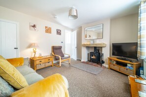 TV, fireplace - Seaside Cottage, Wells-next-the-Sea, Norfolk (Wells-next-the-Sea)