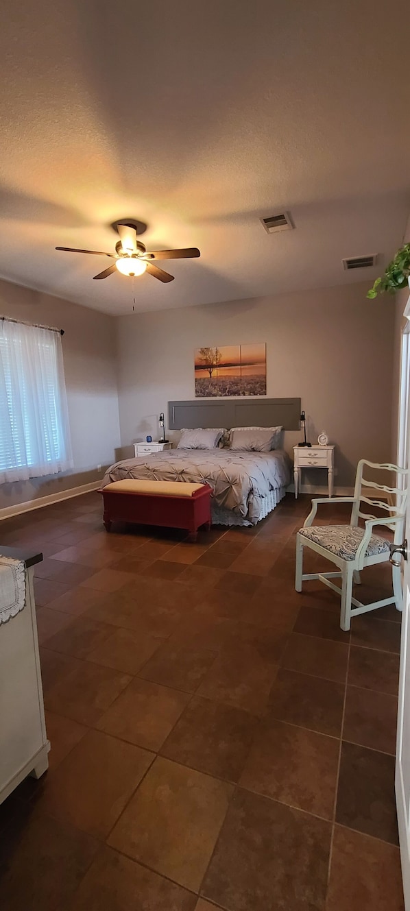 1 bedroom, desk, iron/ironing board, travel cot