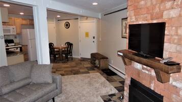 TV, fireplace, foosball, table tennis