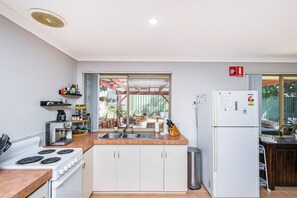 Fridge, microwave, toaster