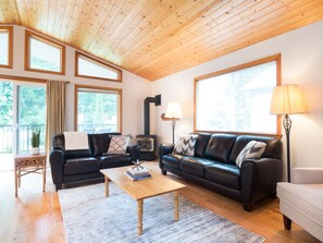 Smart TV, fireplace, video games, DVD player