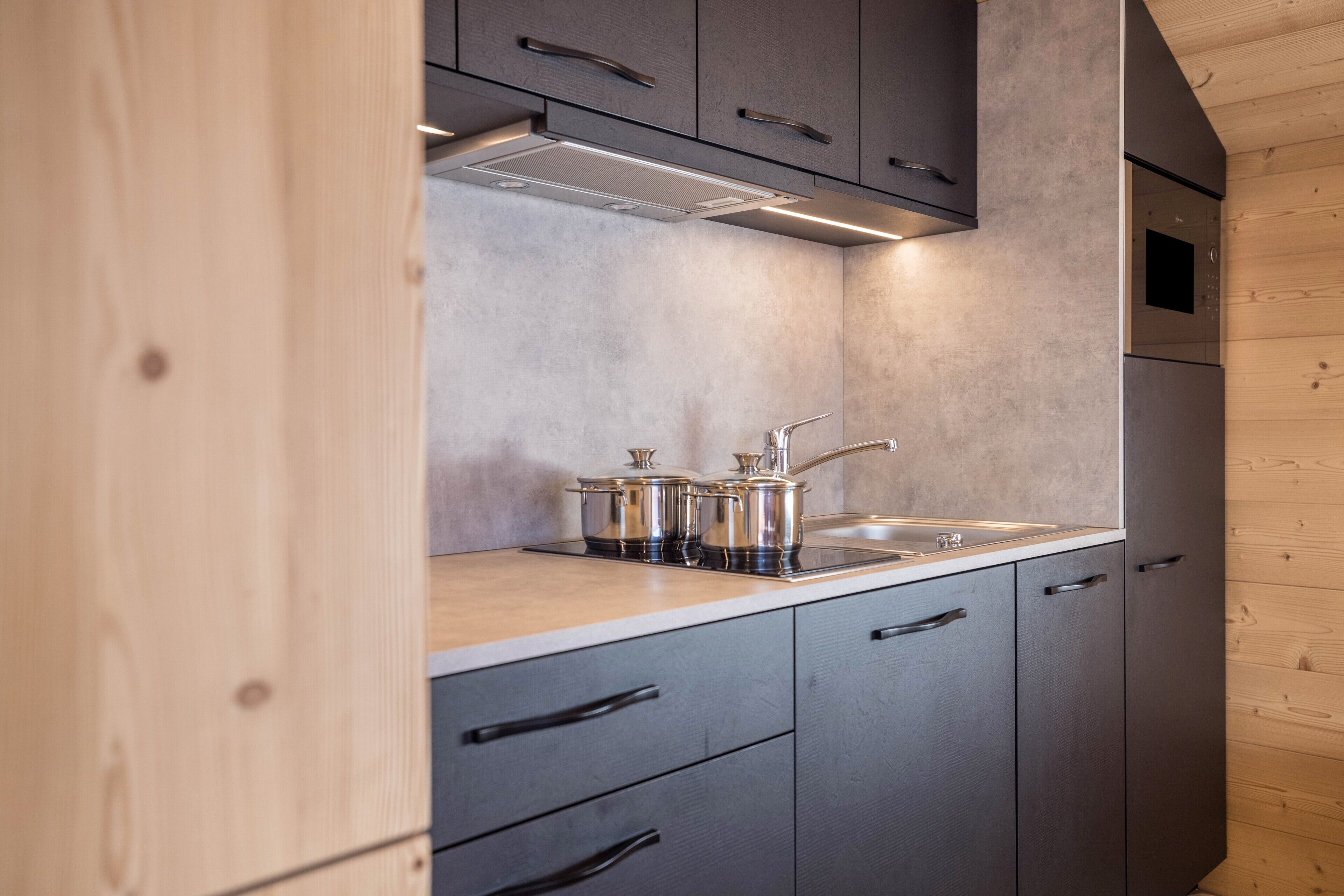 Réfrigérateur, micro-ondes, plaque de cuisson, lave-vaisselle