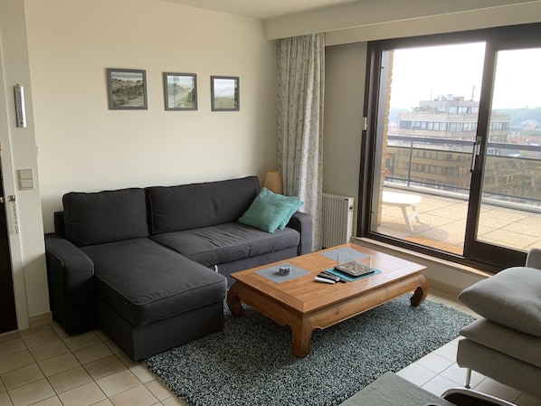 Smart TV, books - The sunny terrace (De Panne)