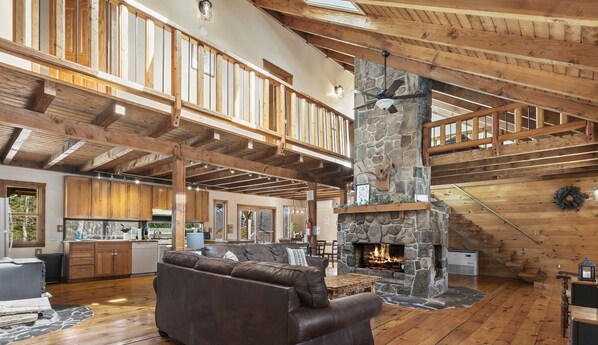 Smart TV, fireplace, DVD player, books