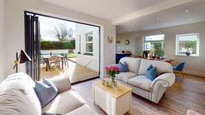 Smart TV, chimenea y libros 