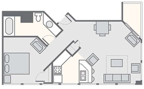 Floor plan - One Bedroom Deluxe, Ocean Front Luxury Condo, Myrtle Beach, SC (2038093) (Myrtle Beach)