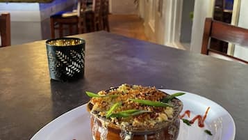 Dinner served, sea views