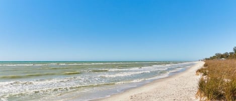 在海滩、沙滩椅、沙滩毛巾