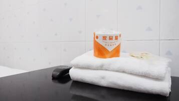 Shower, hydromassage showerhead, hair dryer, toilet paper