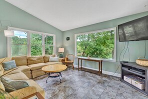 Smart TV, fireplace, video game console, DVD player