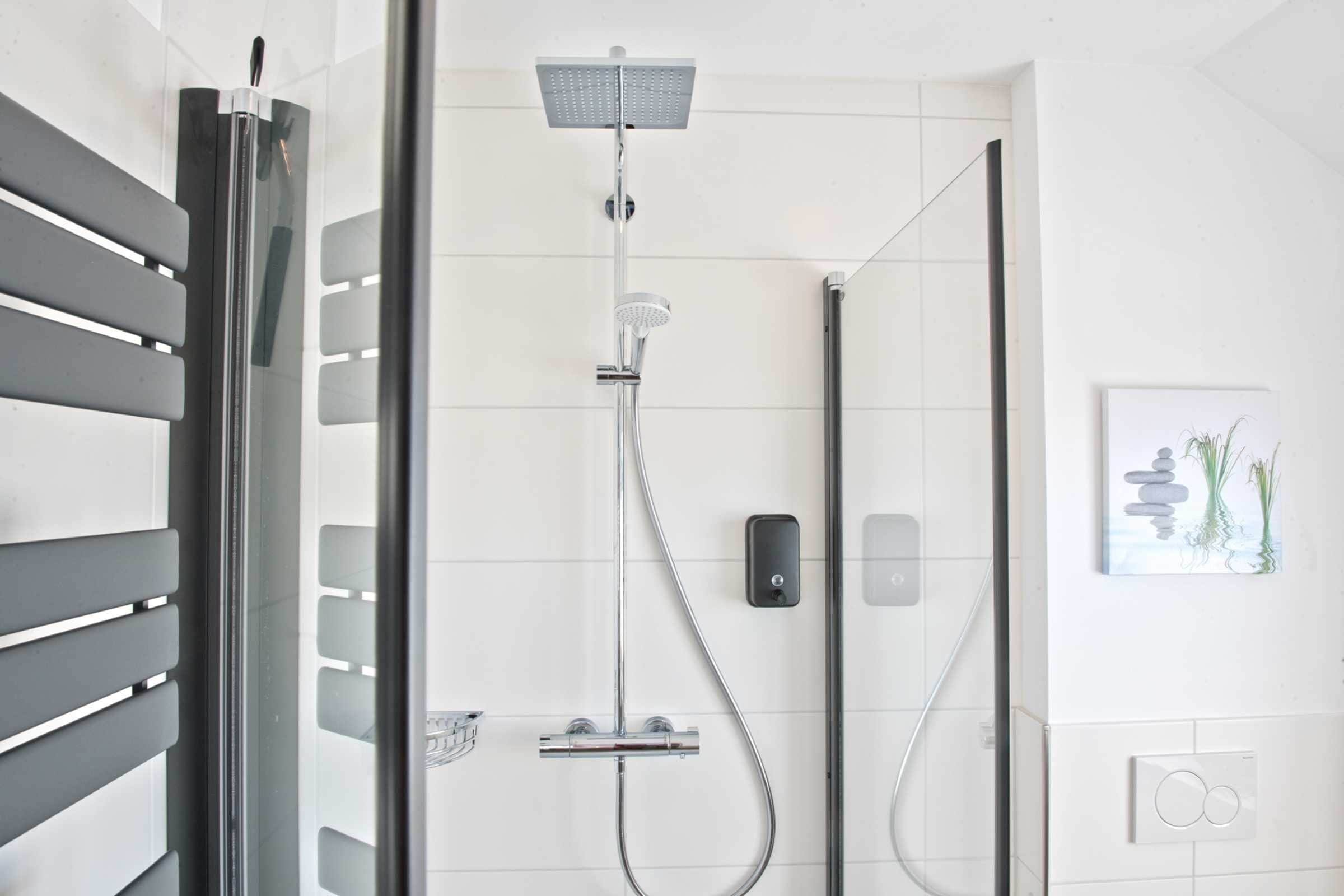 Sèche-cheveux, serviettes fournies, savon, papier toilette