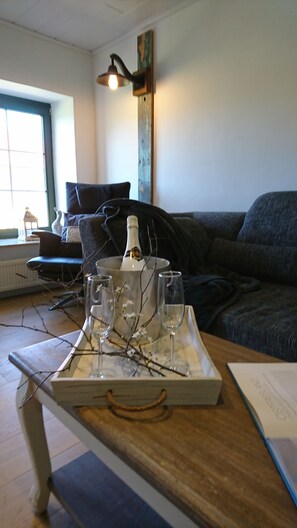 Smart TV, books - Thatched roof vacation apartment De Tuun - Landhaus Lübbertsfehn Ostfriesland North Sea (Ihlow)