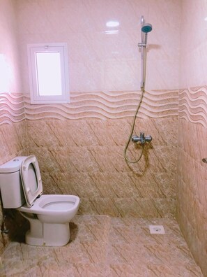 Basic Apartment | Bathroom | Shower, rainfall showerhead, free toiletries, hair dryer