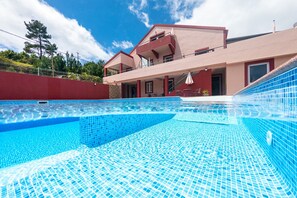 Outdoor pool, sun loungers - Big house with 5 individual apartments,  pool and big BBQ (Prazers)