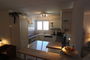 Appartement (Manstein; Cleaning Fee 140 CHF) | Privékeuken | Een koelkast, een kookplaat, een koffiezetapparaat/waterkoker