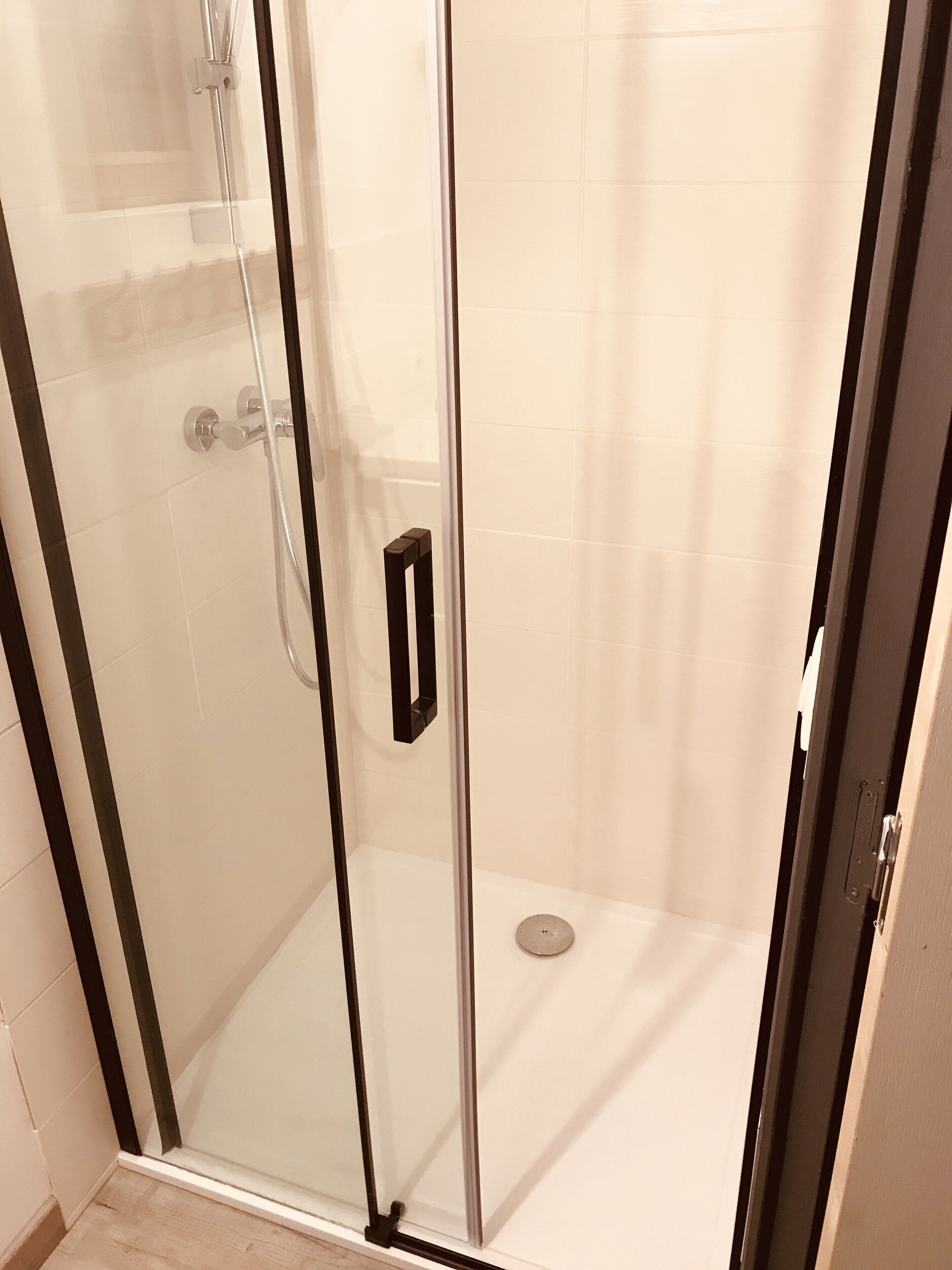 Regadera, amenidades de baño gratuitas, secadora de cabello, toallas 