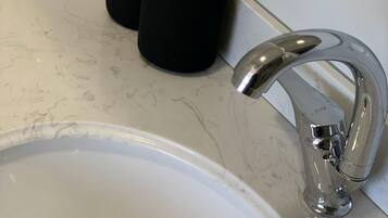 Hair dryer, towels, toilet paper