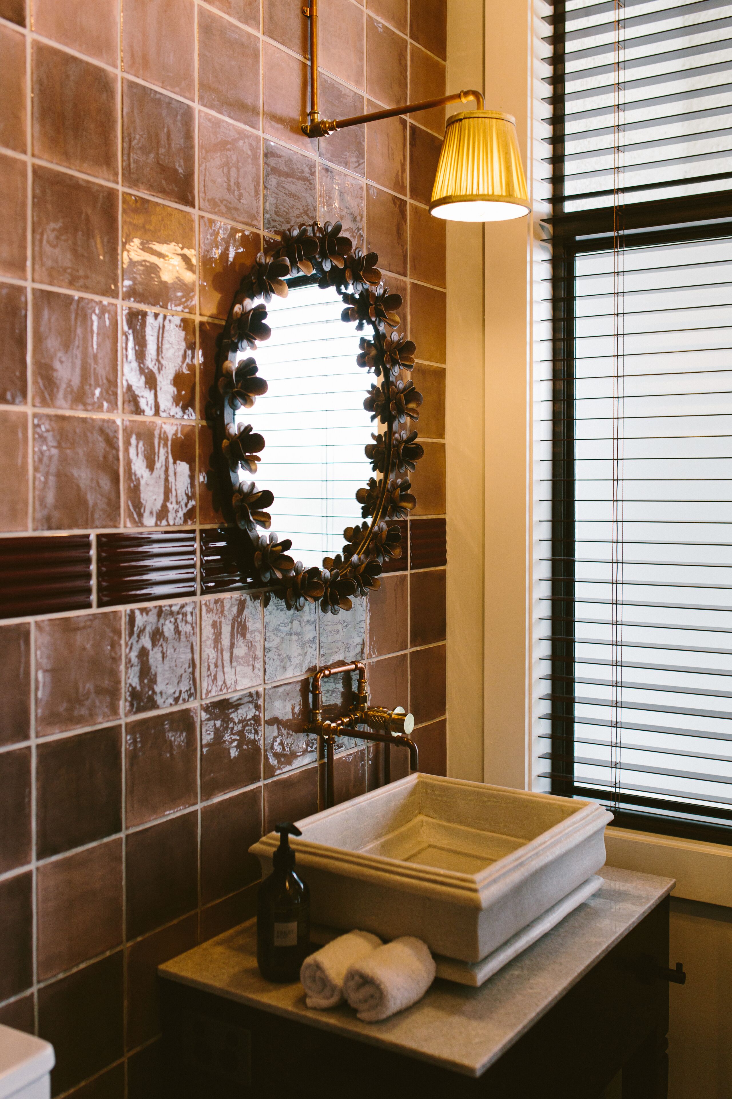 the chapel room | bathroom | designer toiletries, hair dryer, towels, soap