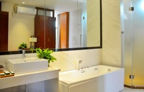 Suite | Bathroom | Shower, rainfall showerhead, free toiletries, hair dryer