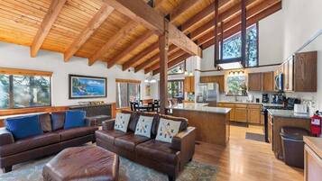 Smart TV, fireplace, DVD player, books