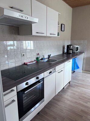 Fridge, microwave, oven, stovetop - Vacation apartment BELLA in Heidenau (Heidenau)