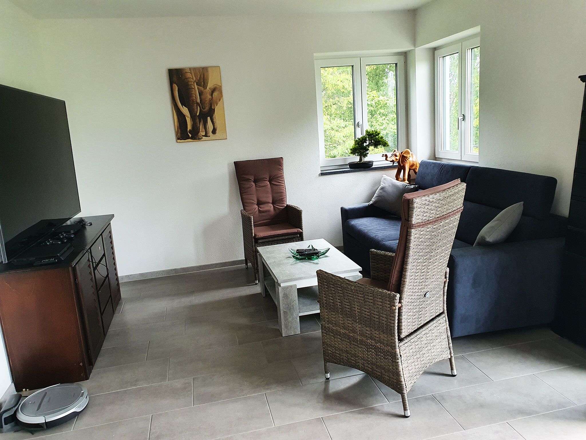 Fernseher, DVD-Player, Tischtennisplatte