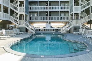 Relax by the pool surrounded by comfortable lounge chairs and take in the views from the multiple levels of balconies.