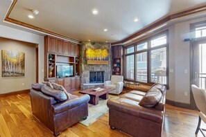 Condo (Vail_Lion_Square_401N) | Living room | Flat-screen TV - Luxury Ski in, Ski out 3 Bedroom Mountain Residence in the Heart of Lionshead Village with Heated Pool and Slopeside Hot Tub (Vail)