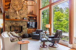 TV, fireplace, table football