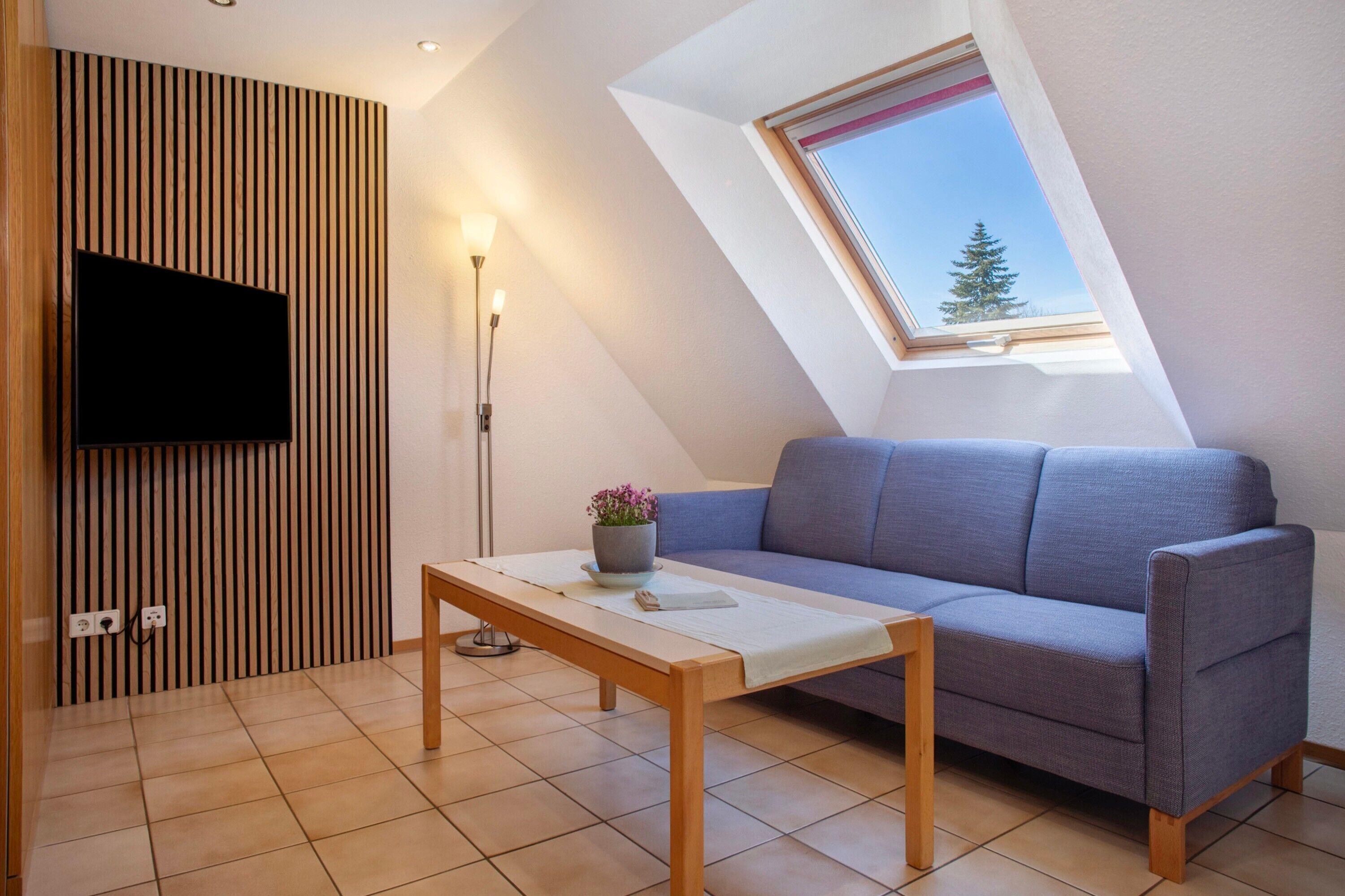 Fernseher, Tischtennisplatte, Stereoanlage