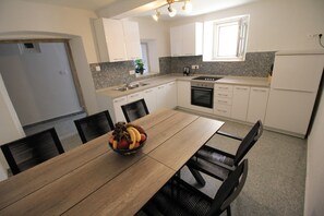 Fridge, oven, stovetop, electric kettle