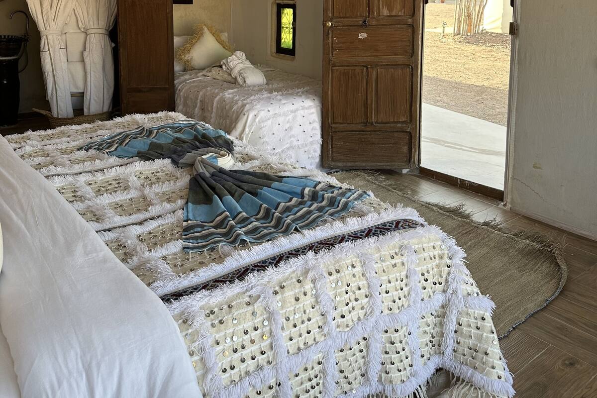 Basic Tent | Memory foam beds, desk, free WiFi, bed sheets
