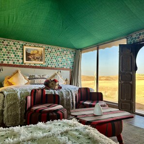 Junior Tent | Memory foam beds, desk, free WiFi, bed sheets