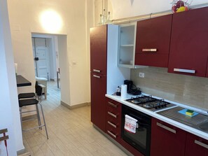 Fridge, oven, stovetop, coffee/tea maker